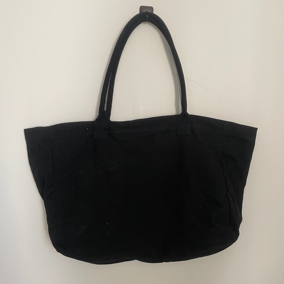 Victoria's Secret PINK Canvas Tote Bag Black Rainbow Logo‎ Large Duffel Travel - Picture 3 of 10